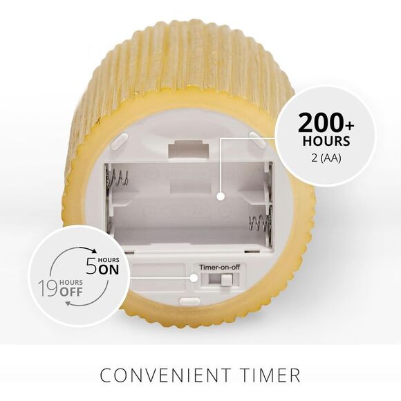 Luminara Metallic Embossed Pillar 4.5" Flameless LED Candle, Champagne - Picture 4 of 4